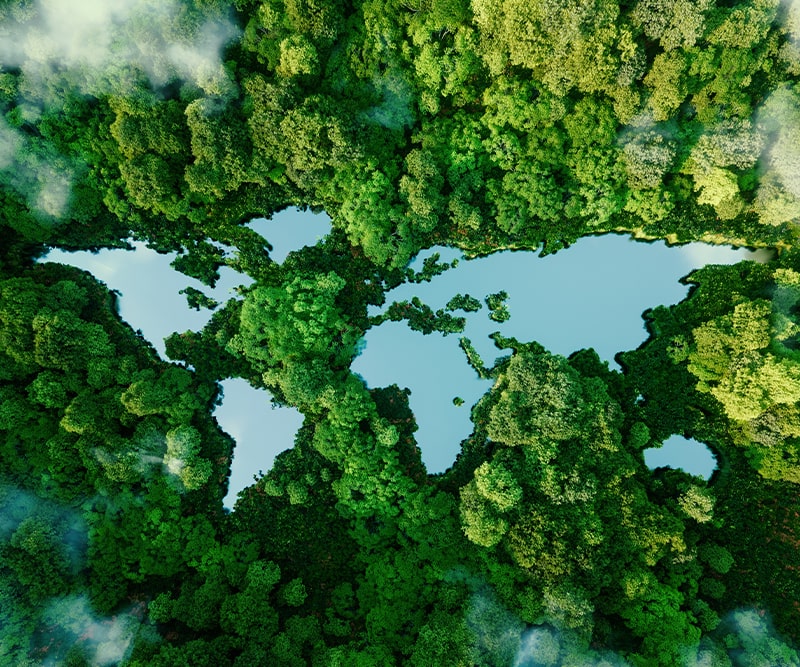 concept of global continents and air quality