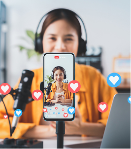 student recording a video