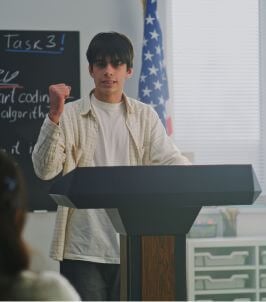 student giving a speech