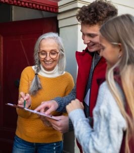 students gathering community signatures