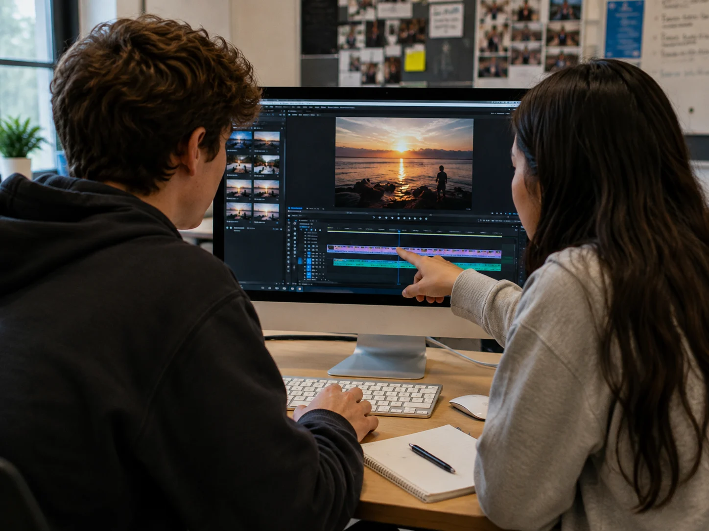Students Editing Video on computer