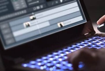 student editing video